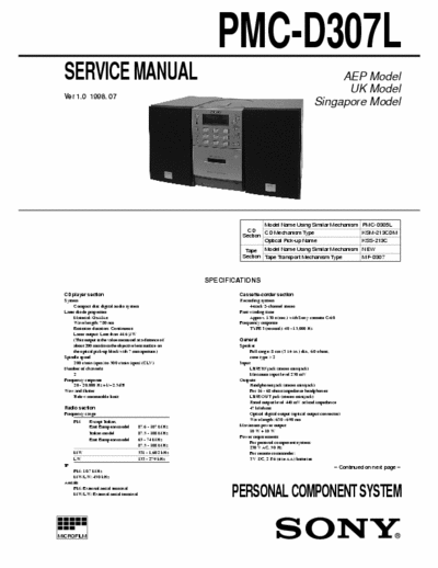 Sony PMCD307L mini audio system