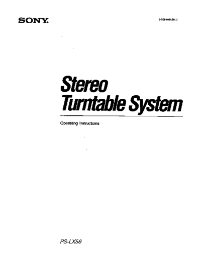 Sony PS-LX56-P Service Manual for Sony vinyl turntables. These manuals are compatible with the LX56P.