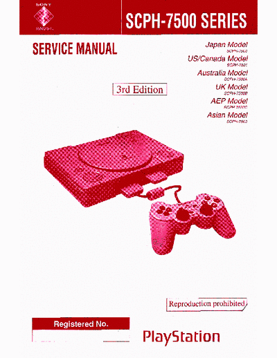 Sony PlayStation One Sony PlayStation One SCPH-7000 Series (SCPH-7500, SCPH-7501, SCPH-7502A, SCPH-7502B, SCPH-7502C, SCPH-7503) Service Manual