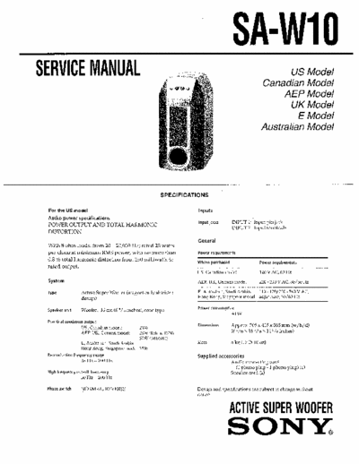 Sony SAW10 active subwoofer