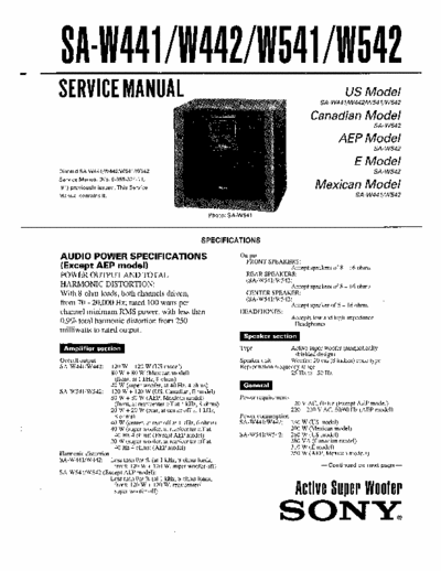 Sony SAW441, 442, 541, 542 active subwoofer