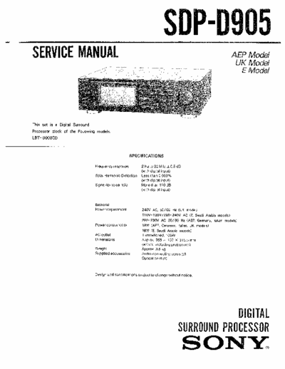 Sony SDP-D905 Sony SDP-D905 Equalizer