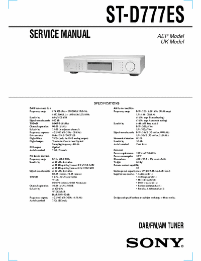 Sony STD777ES tuner