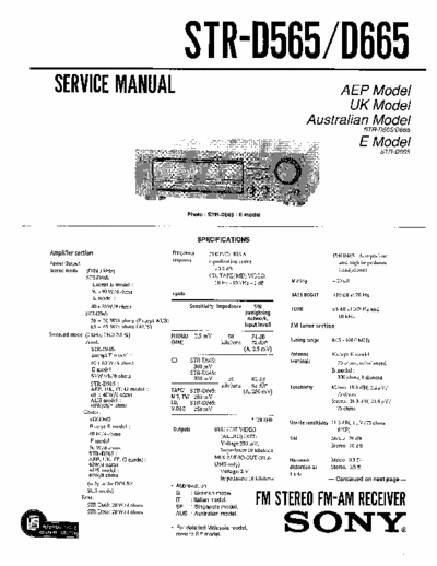 Sony STRD565, STRD665 receiver