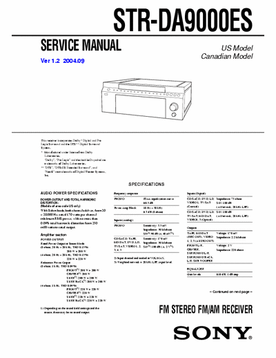 Sony STRDA9000 receiver