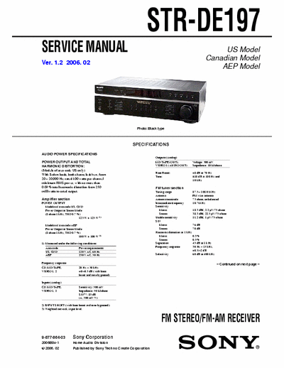 Sony STRDE197 receiver