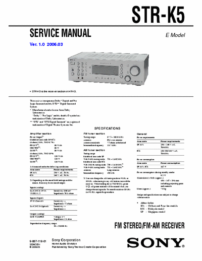 Sony STRK5 receiver