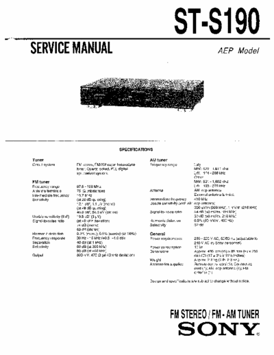 Sony STS190 tuner