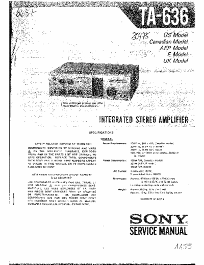 Sony TA636 integrated amplifier