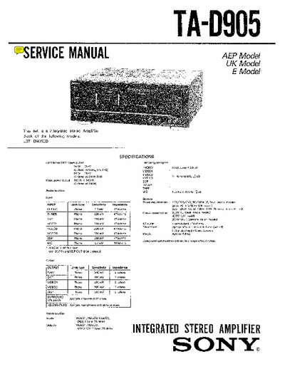Sony TAD905 integrated amplifier