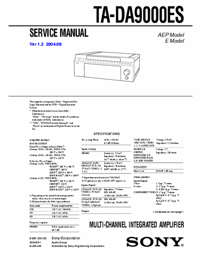 Sony TADA9000ES integrated amplifier