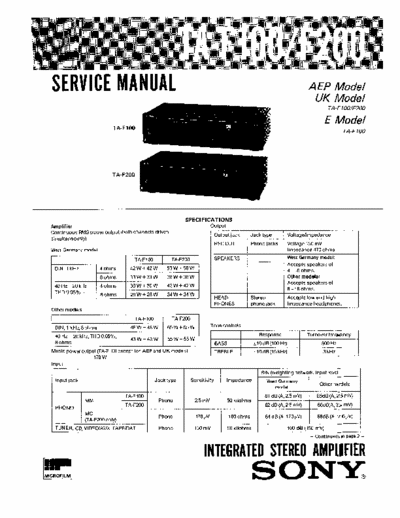 Sony TAF100, TAF200 integrated amplifier