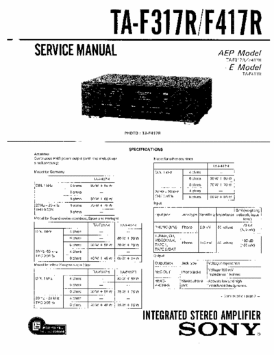 Sony TAF317R, TAF417R integrated amplifier