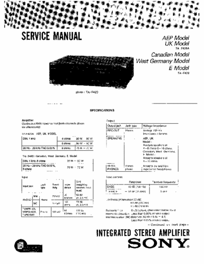 Sony TAF420, TAF420A integrated amplifier