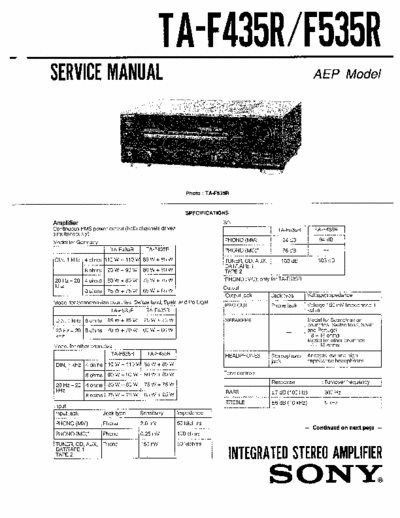 Sony TAF435, TAF535 integrated amplifier