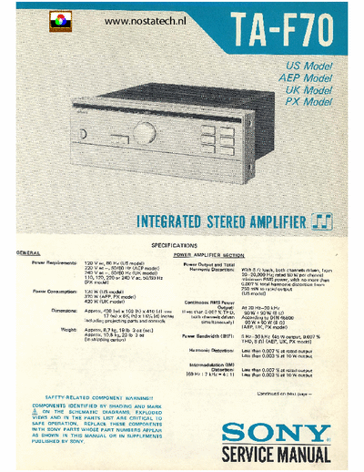 Sony TAF70 integrated amplifier