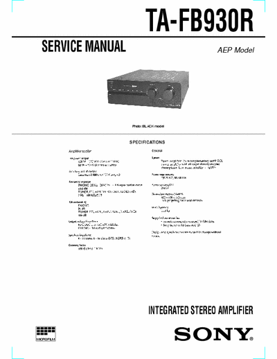 Sony TAFB930R integrated amplifier