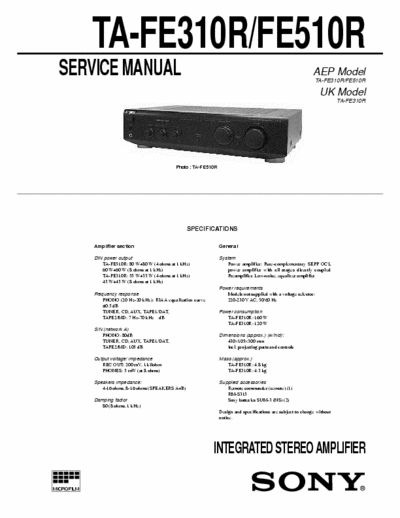 Sony TAFE310, TAFE510 integrated amplifier