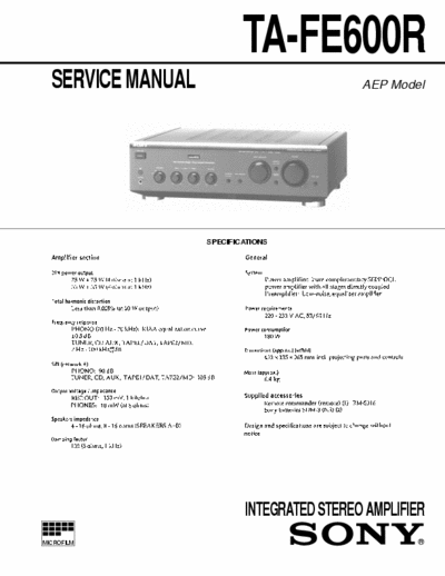 Sony TAFE600R integrated amplifier