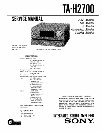 Sony TAH2700 integrated amplifier