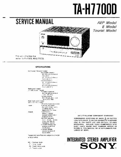 Sony TAH7700 integrated aplifier