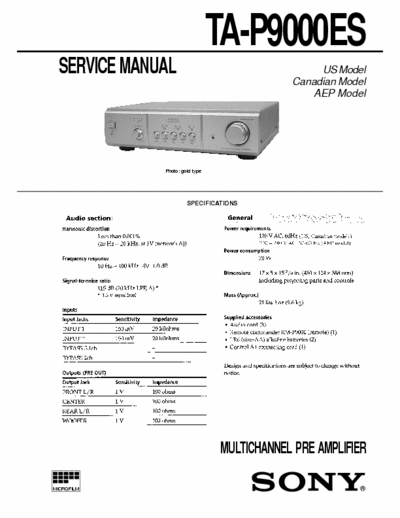 Sony TAP9000ES preamplifier