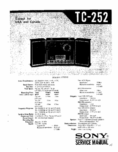 Sony TC252 tape deck