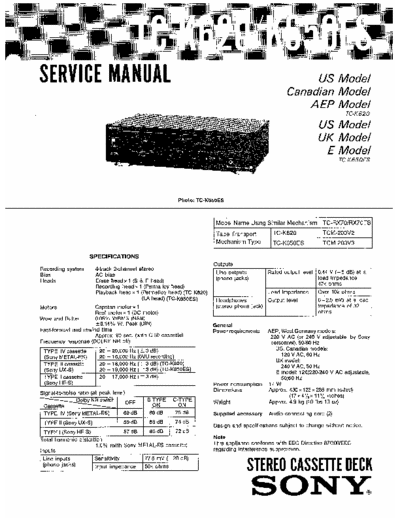 Sony TC-K620 Sony TC-K620 and TC-K650ES cassette deck service manual