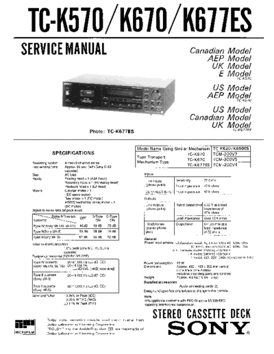 Sony TC-K570 service manual