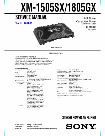 Sony XM1505SX, XM1805GX car amplifier (all files: http://www.eserviceinfo.com/service_manual/datasheets_a_0.html )