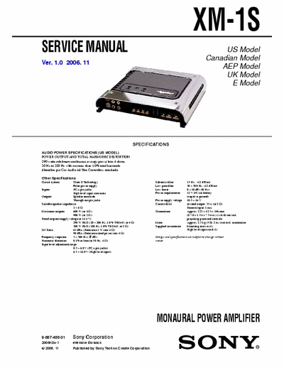 Sony XM1S car amplifier