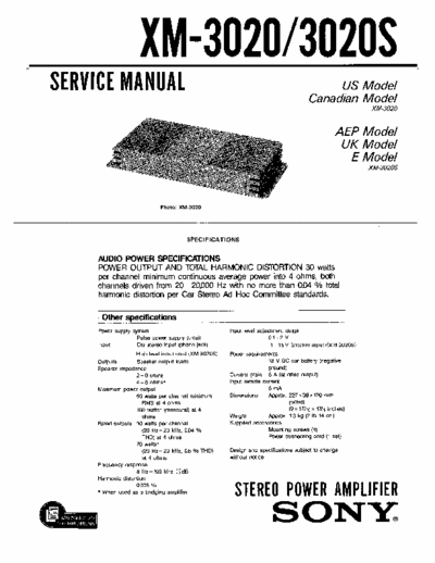 Sony XM3020, XM3020S car amplifier