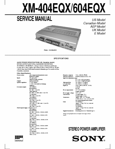 Sony XM404EQX, XM604EQX car amplifier