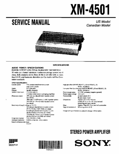 Sony XM4501 car amplifier