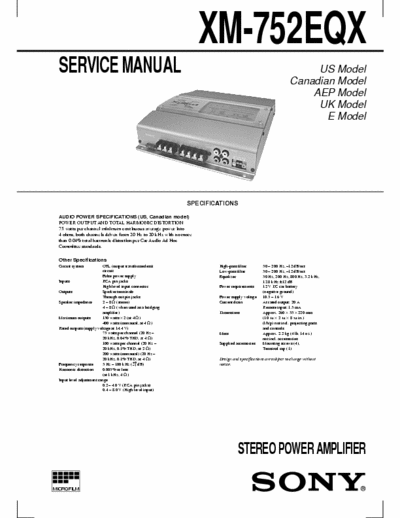 Sony XM752EQX car amplifier