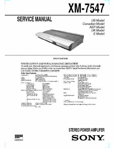 Sony XM7547 car amplifier