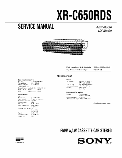 Sony XR-C650RDS Sony XR-C650RDS service manual