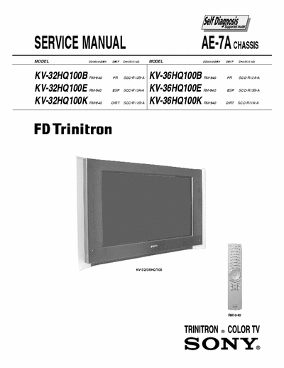 SONY KV-32HQ100, KV-36HQ100 Sony KV-32HQ100, KV-36HQ100 chassisAE-7A