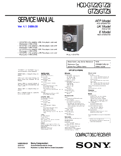 sony MHC-GTZ2-3 service manual sound sistem mhc-gtz2/gtz2i/gtz3/gtz3i
