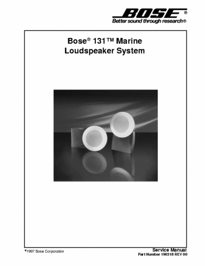 Bose 131 Speaker Service Manual 131 Marine Speaker