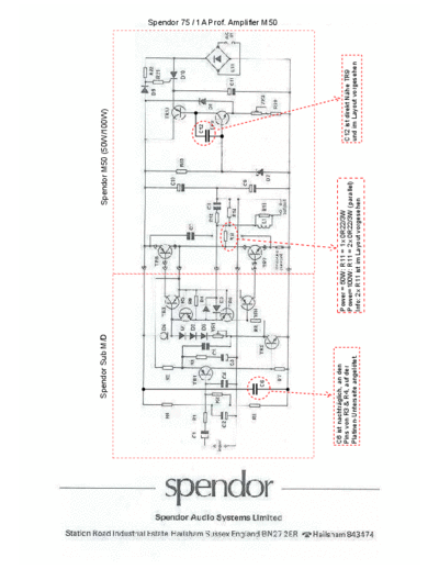 Spendor 75 / 1A / Prof. Schaltplan, Stückliste, Abbildungen