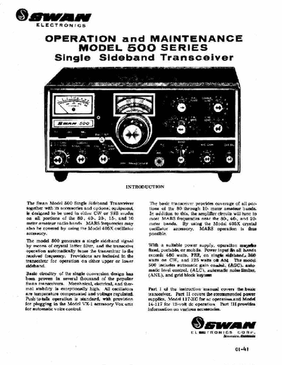 Swan 500 The existing Swan 500 manual, cleaned and converted to pdf.