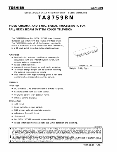 Toshiba TA8659BN Video Chroma Sync processor Pal Secam Ntsc