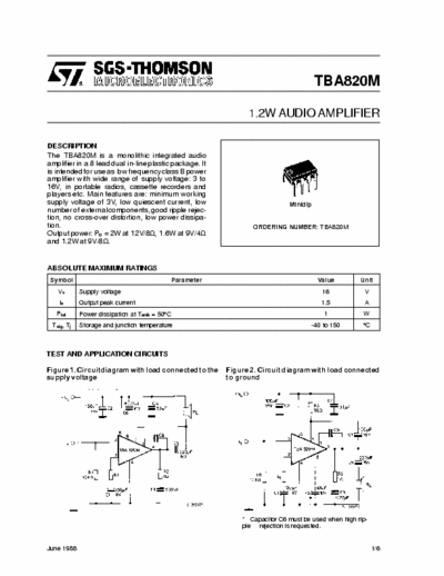  TBA820M 1.2W AUDIO AMPLIFIER