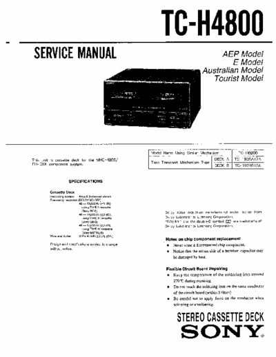 Sony TC-H4800 Service Manual Cassette Deck MCH-4800/FH-E8X - (5,20Mb) Part 1/3 - pag. 28