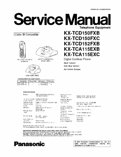 PANASONIC KX-TCD150 PDF FILE SERVICE MANUAL
