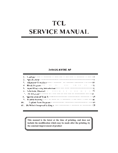 TCL  Service Manual chassis with UOC-TOP-64 N1 series (IC201), AN5832SA (IC701), TDA7266SA (IC601), STV8172A (IC301)