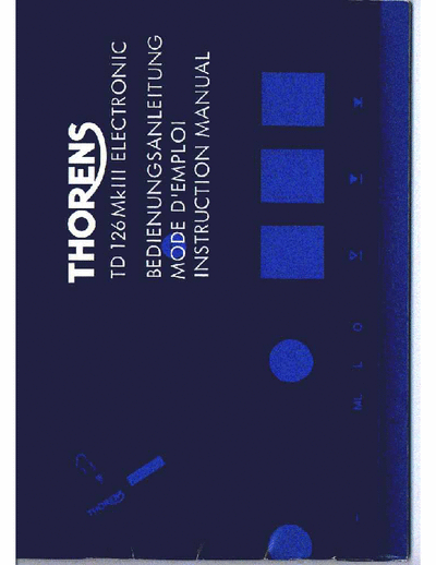 Thorens TD126 MKIII Instruction manual