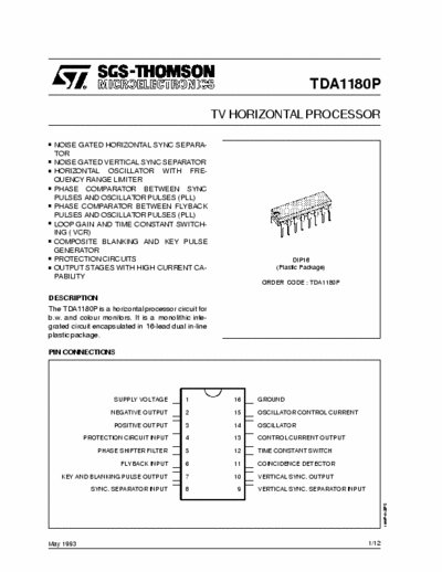  tda1180P TV HARIZONTAL PROCESOR