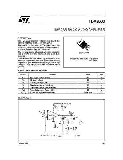 ST TDA2003 Amplificador de audio